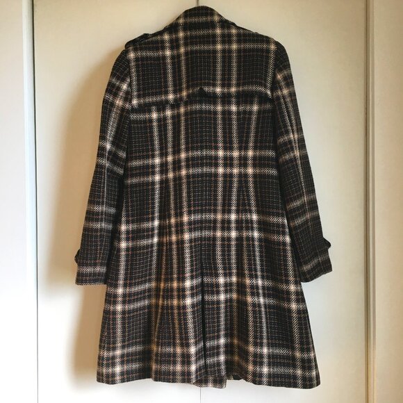 Zara Long Plaid Houndstooth Double Breasted Trench Jacket - Picture 2 of 16